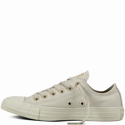 Converse Chuck Taylor All Star Mono Glam Low Tops Womens - Grey/Grey/Gold Shoes (731ERDLA)